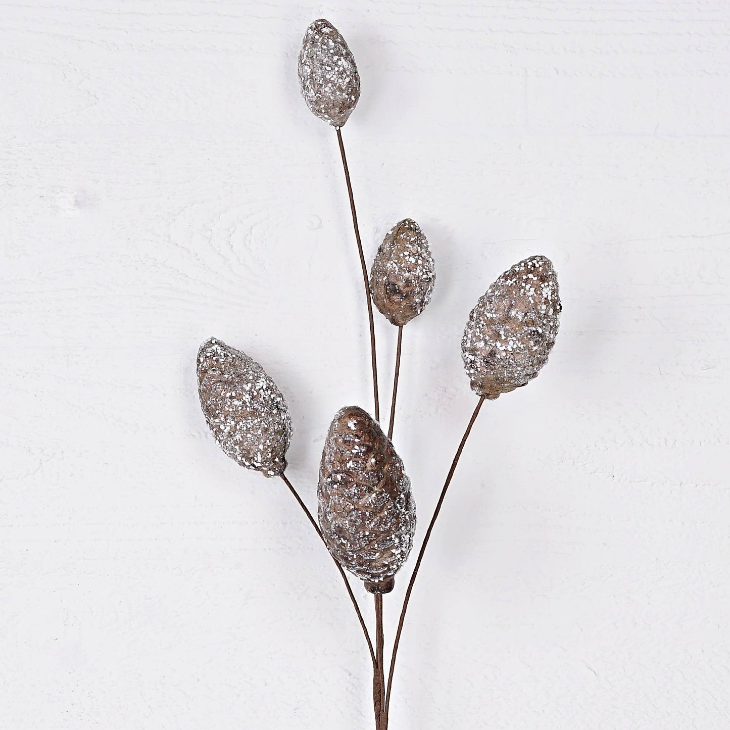 Snowy Bulb Pinecone Spray