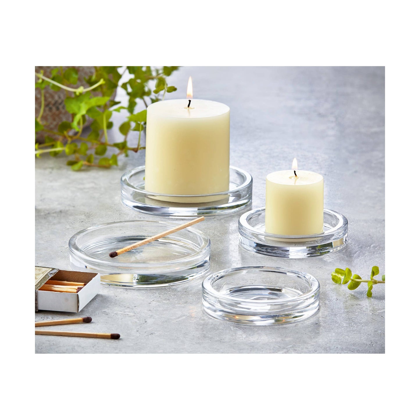 Glass Candle Plate Small - Clear