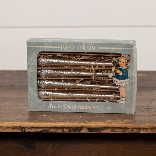 White Glass Icicles | Set of 6