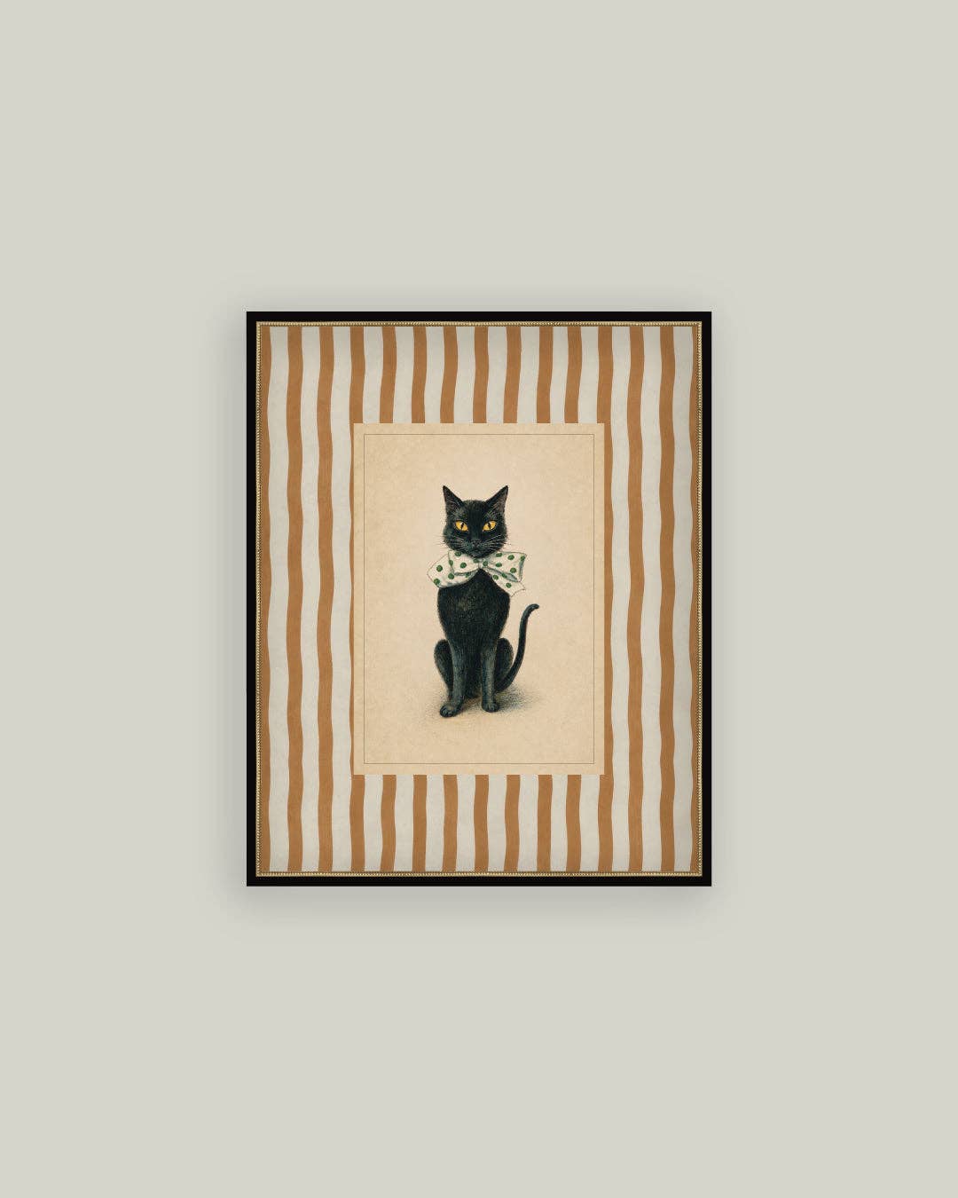 Black Cat on Stripes | Halloween Art