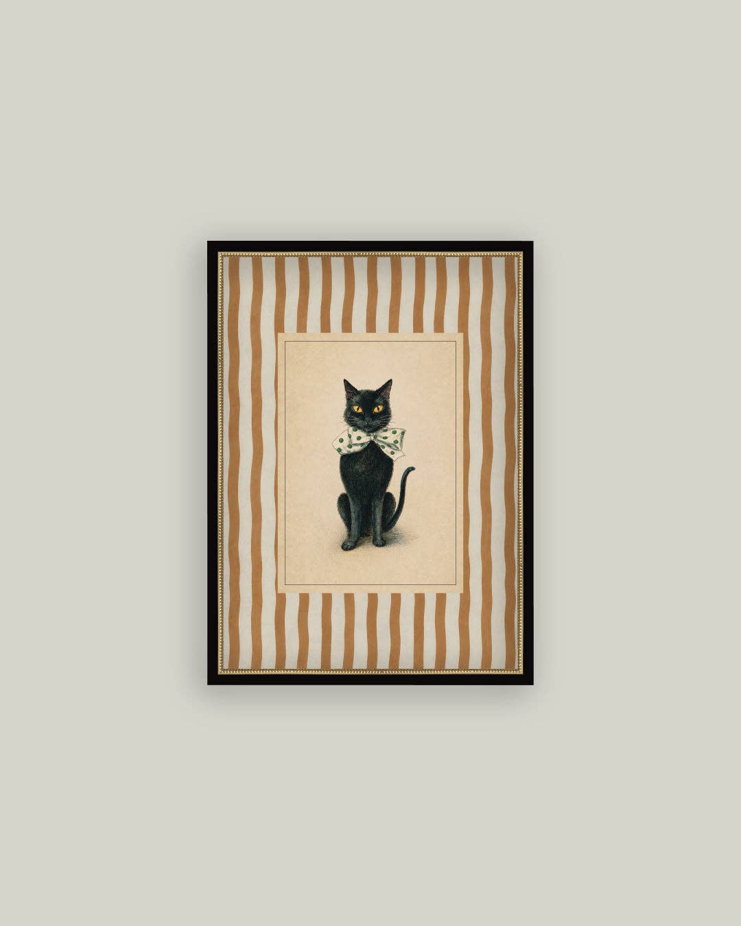Black Cat on Stripes | Halloween Art