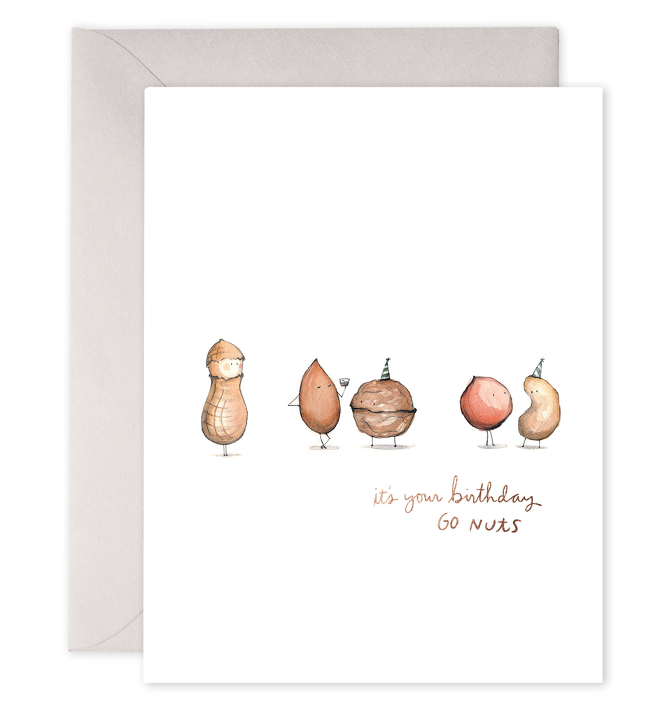Go Nuts Birthday Card | Party Nuts Clever Bday Card: 4.25 X 5.5 INCHES