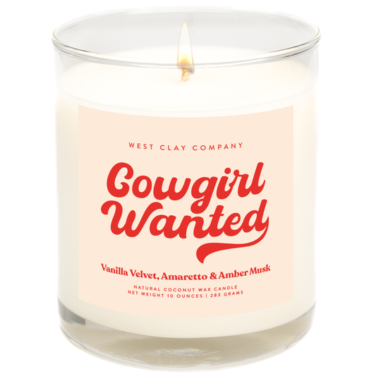 Cowgirl Wanted Candle 💋 - Western Vanilla Velvet Amber Musk