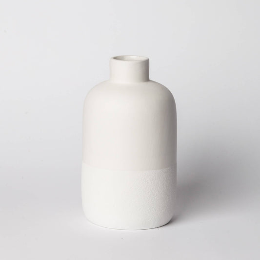 214 - Ceramic Vase: White & White