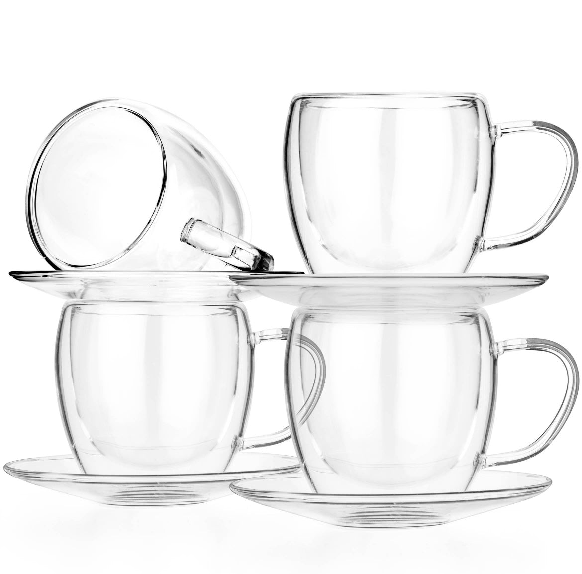Double Wall Glasses Saucers | Tea Coffee Espresso
